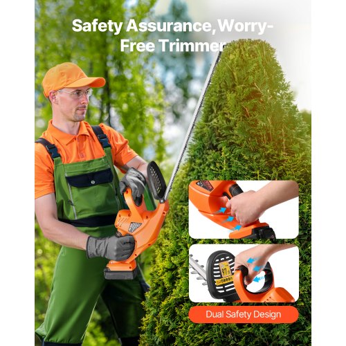 Electric Hedge Trimmer 1200 RPM Cordless Hedge Trimmer for Low Branch 20V