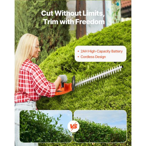 Electric Hedge Trimmer 1200 RPM Cordless Hedge Trimmer for Low Branch 20V