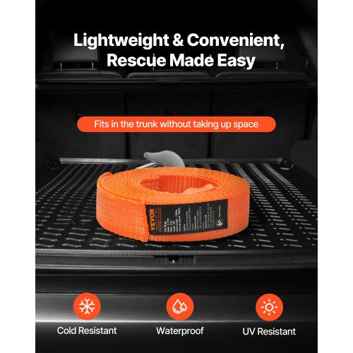 Atv Tow Strap With Hooks 2Inch X 20Foot 17000 Lbs Capacity Durable Recovery