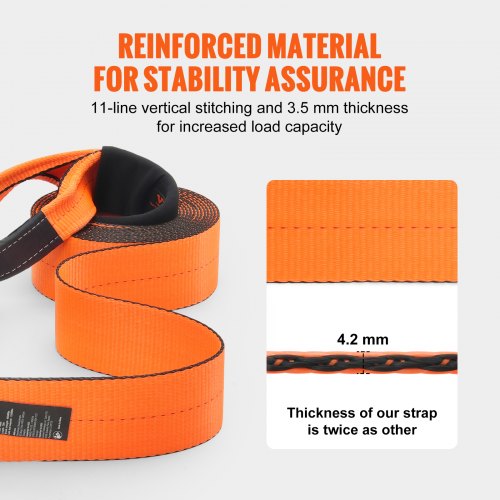 Recovery Tow Strap 4 x 30 46500 lbs Break Strength Triple Reinforced