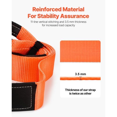Recovery Tow Strap 3 Inches 8 Feet 36000 Lbs Break Strength Triple Reinforced