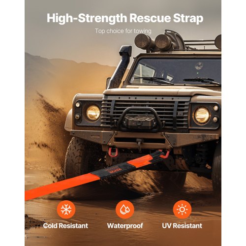 Recovery Tow Strap 3 Inches 8 Feet 36000 Lbs Break Strength Triple Reinforced