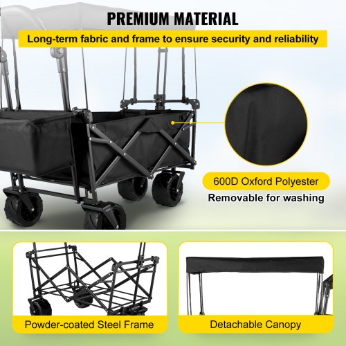 Extra Large Collapsible Garden Cart with Removable Canopy Folding Wagon