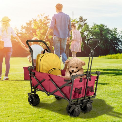 Extra Large Collapsible Garden Cart with Removable Canopy Folding Wagon