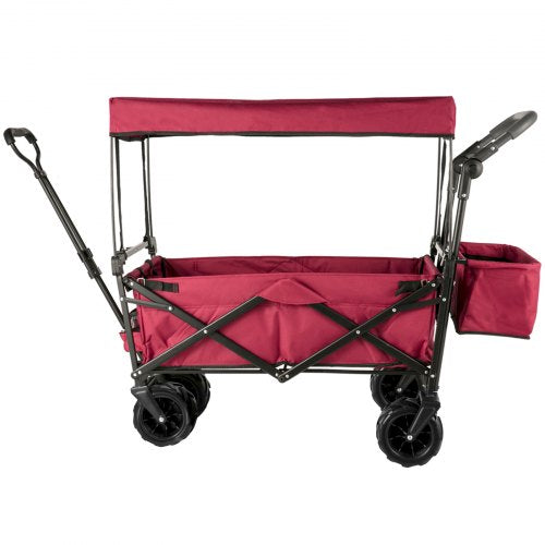 Extra Large Collapsible Garden Cart with Removable Canopy Folding Wagon