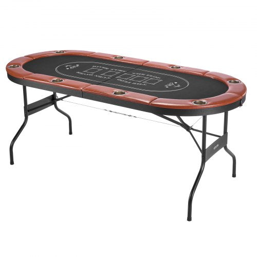 Foldable Poker Table 8 Player 72 In Folding Casino Leisure With Padded Rails