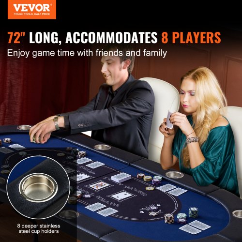 8 Player Foldable Poker Table Blackjack Texas Holdem Poker Table with Padded
