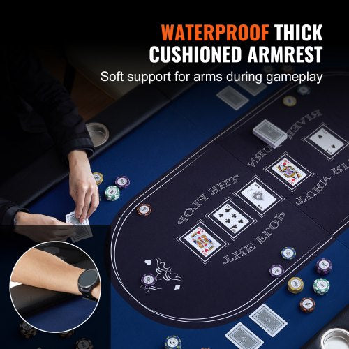 8 Player Foldable Poker Table Blackjack Texas Holdem Poker Table with Padded