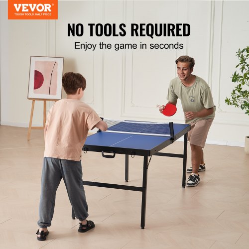 Ping Pong Table Midsize Tennis Game Indoor Mdf Foldable Portable Complete Set