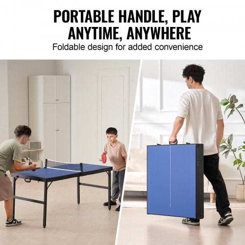 Ping Pong Table Midsize Tennis Game Indoor Mdf Foldable Portable Complete Set