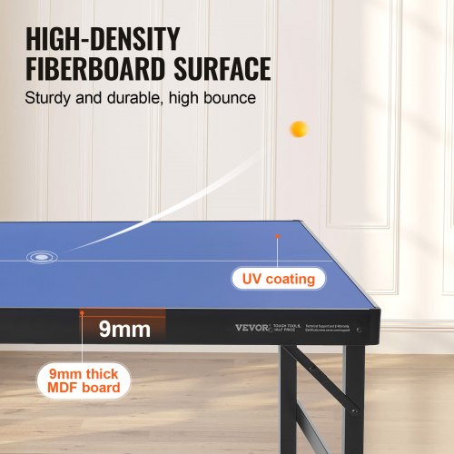 Ping Pong Table Midsize Tennis Game Indoor Mdf Foldable Portable Complete Set
