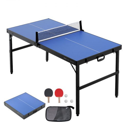 Ping Pong Table Midsize Tennis Game Indoor Mdf Foldable Portable Complete Set