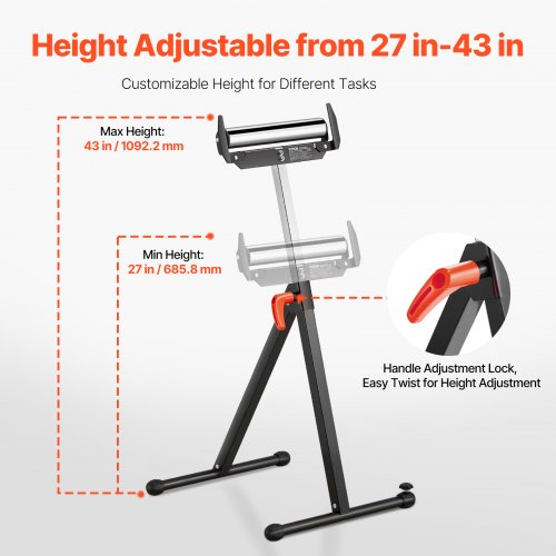 Roller Stand 250 lb Load Capacity 27 in43 in Adjustable Height Folding