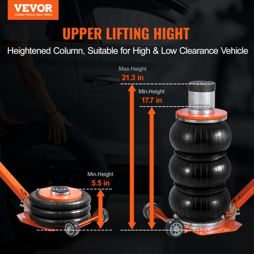 Air Jack 3 Ton6600 lbs 16S Pneumatic Lifting Jack with Heightened Column