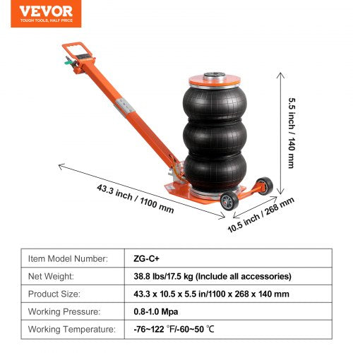 Air Jack 3 Ton6600 lbs 16S Pneumatic Lifting Jack with Heightened Column