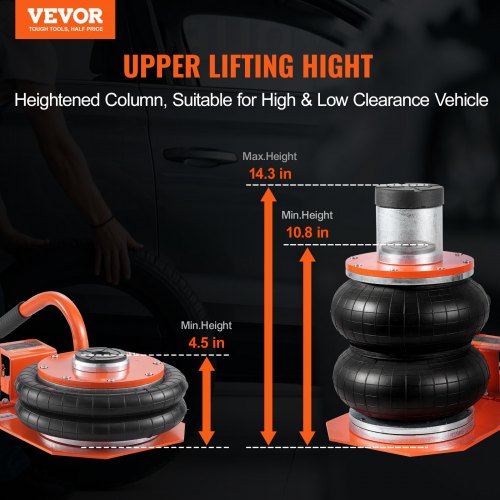 Air Jack 3 Ton6600 lbs 38S Pneumatic Lifting Jack with Heightened Column