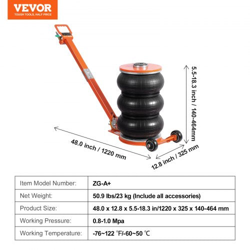 Air Jack 5 Ton11000 lbs 410 S Pneumatic Lifting Jack with Heightened
