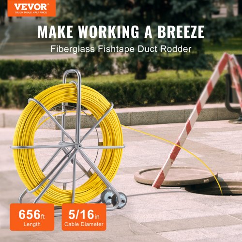 Fish Tape Fiberglass 656 ft 516 in Duct Rodder Fishtape Wire Puller