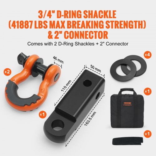 Polyester Heavy Duty Tow Strap Recovery Kit 3 x 30 ft MBS36000 lbs