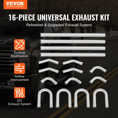 Exhaust Kit 16pcs DIY Universal Galvanized Steel Exhaust Kit with SlipFit