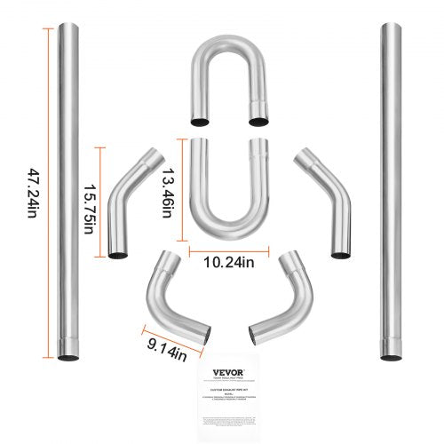 Exhaust Kit 8 Pieces DIY Universal Stainless Steel Exhaust Kit with SlipFit