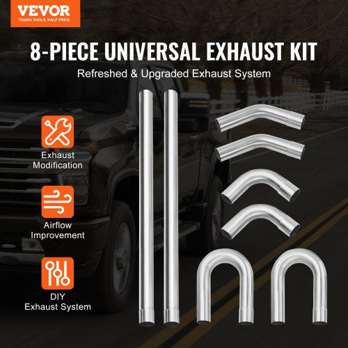 Exhaust Kit 8 Pieces DIY Universal Galvanized Steel Exhaust Kit with SlipFit