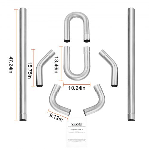 Exhaust Kit 8 Pieces DIY Universal Galvanized Steel Exhaust Kit with SlipFit