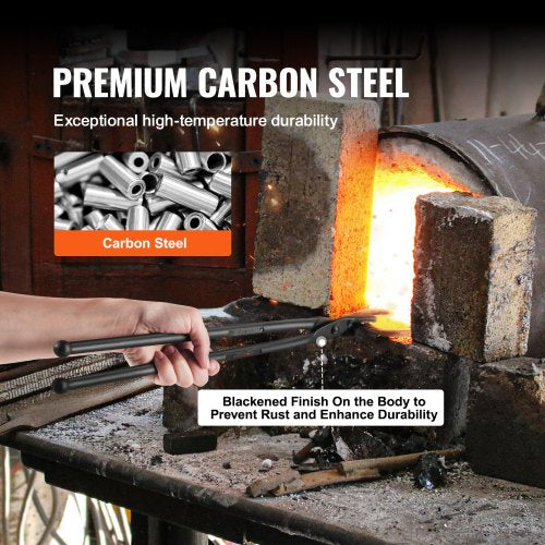 Blacksmith Tongs 18” Wolf Jaw Tongs Carbon Steel Forge Tongs with A3 Steel