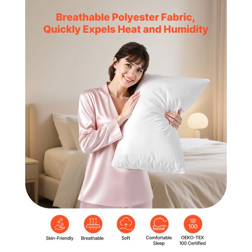Pillow Protectors 4 Pack Waterproof With Hidden Zipper Breathable Standard