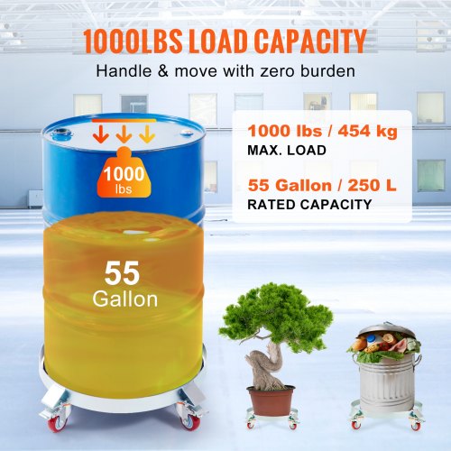 55 Gallon Heavy Duty Drum Dolly 1000lbs Load Capacity Barrel Dolly Cart