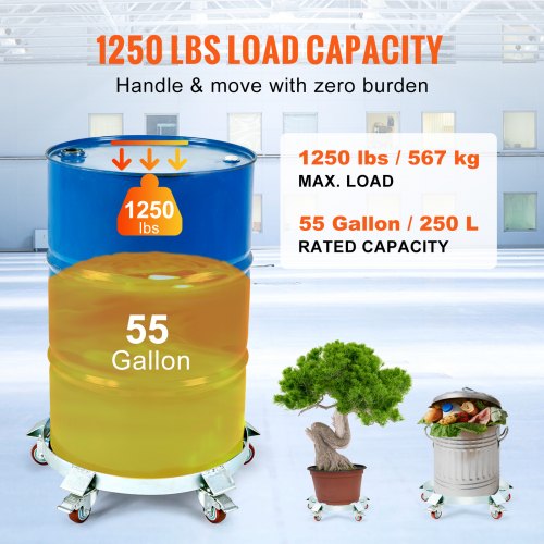 55 Gallon Heavy Duty Drum Dolly 1250lbs Load Capacity Barrel Dolly Cart