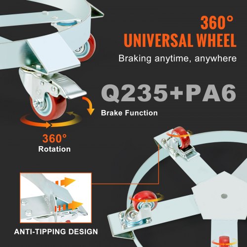 55 Gallon Heavy Duty Drum Dolly 1250lbs Load Capacity Barrel Dolly Cart