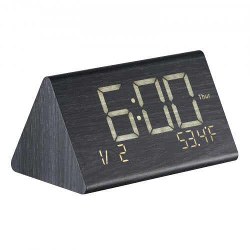 Digital Alarm Clock Wooden Desk Clock with Dual Alarm USB Port Snooze