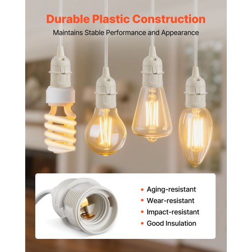 Plug In Hanging Light Cord Kit 16Ft Lantern Extension Cords 2 Pack E26 Socket