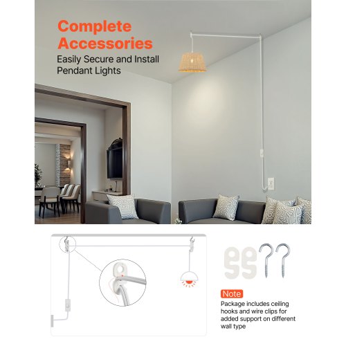 Plug In Hanging Light Cord Kit 16Ft Lantern Extension Cords 2 Pack E26 Socket