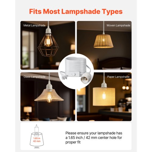 Plug In Hanging Light Cord Kit 16Ft Lantern Extension Cords 2 Pack E26 Socket