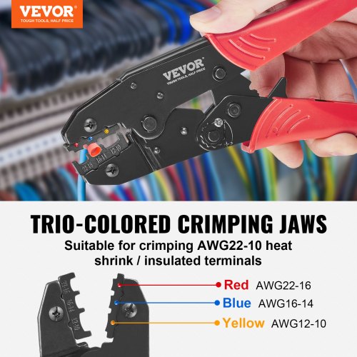 Ratcheting Crimping Tool Set For Insulated Electrical Connectors AWG2210