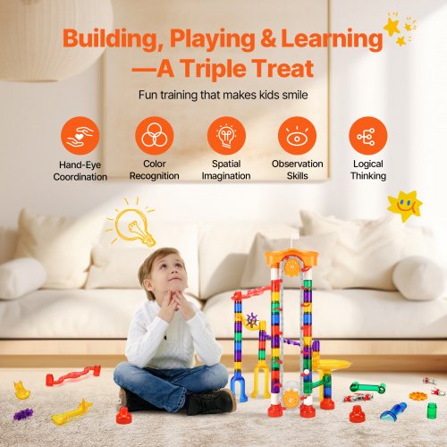Marble Run Set 153 PCS with Motorized Elevator with 30 Plastic Marbles
