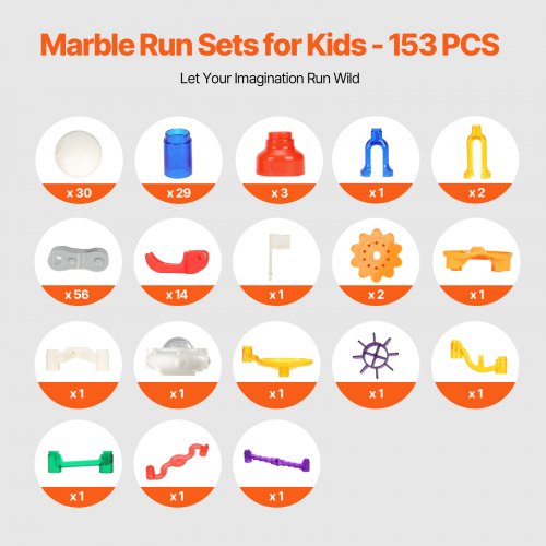 Marble Run Set 153 PCS with Motorized Elevator with 30 Plastic Marbles