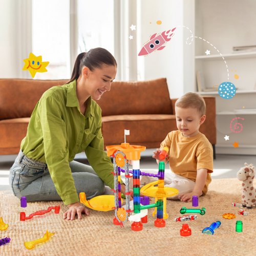 Marble Run Set 153 PCS with Motorized Elevator with 30 Plastic Marbles