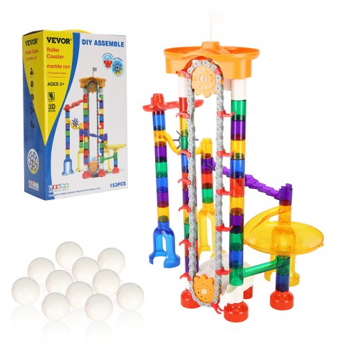 Marble Run Set 153 PCS with Motorized Elevator with 30 Plastic Marbles
