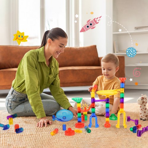 Marble Run Set 150 Piece Marble Maze Building Block Brain Game with 10