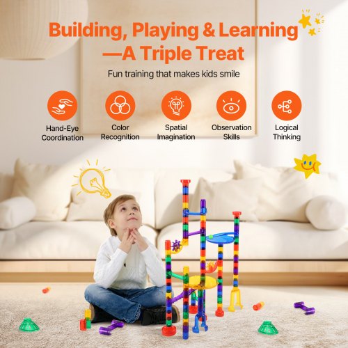 Marble Run Set 110 Piece Marble Maze Building Block Brain Game with 10