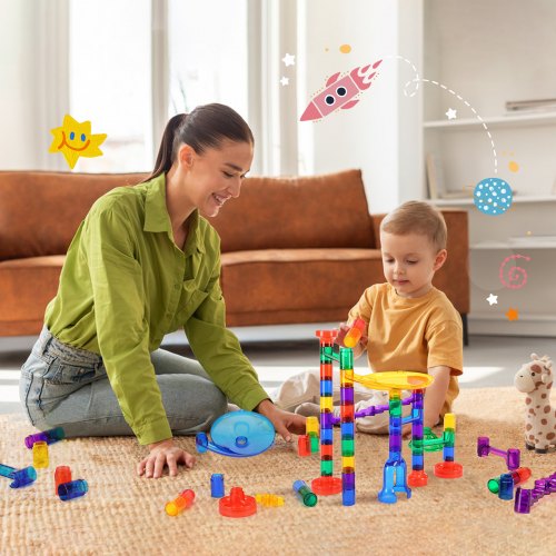 Marble Run Set 110 Piece Marble Maze Building Block Brain Game with 10
