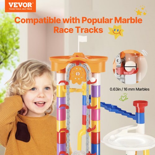 Marble Run Set 230 PCS with Motorized Elevator with 15 Plastic Marbles