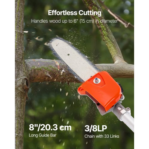 Gas Pole Saw 33Cc 2 Stroke Powered Saws With 8 In Cutting Bar Cordless Tree