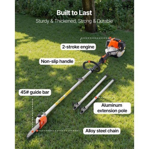 Gas Pole Saw 33Cc 2 Stroke Powered Saws With 8 In Cutting Bar Cordless Tree