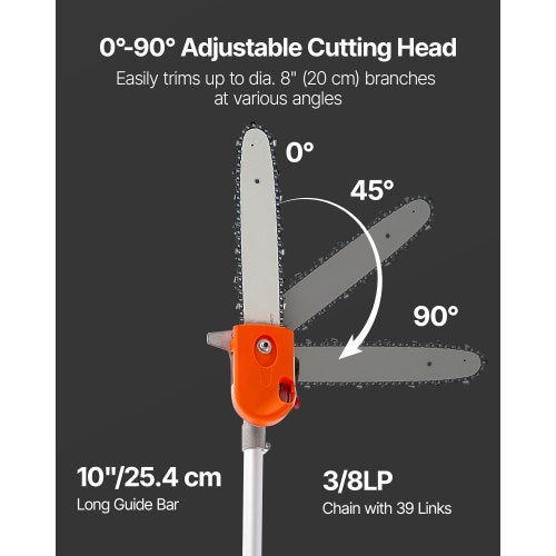 Gas Pole Saw 43Cc 2 Stroke Powered Saws With 12 In Cutting Bar Cordless Tree