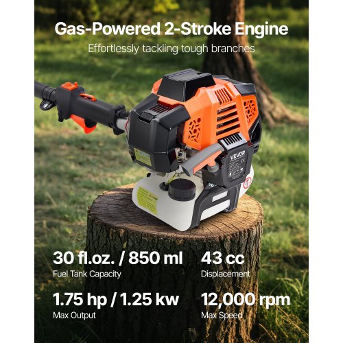 Gas Pole Saw 43Cc 2 Stroke Powered Saws With 10 In Cutting Bar Cordless Tree lb