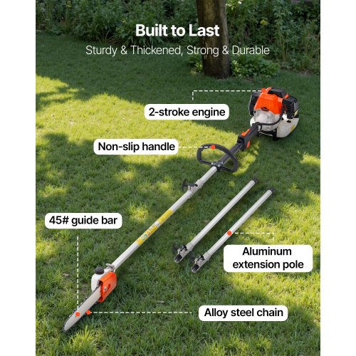 Gas Pole Saw 43Cc 2 Stroke Powered Saws With 10 In Cutting Bar Cordless Tree lb